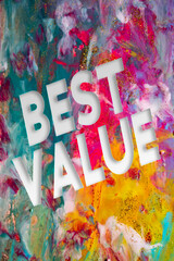 Poster - Abstract Natural Luxury art, fluid painting with Best Value text, alcohol ink technique. Image incorporates the swirls of marble granite.