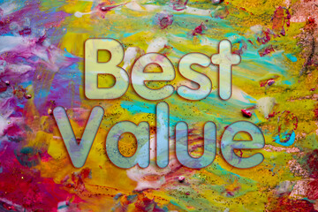 Poster - Abstract Natural Luxury art, fluid painting with Best Value text, alcohol ink technique. Image incorporates the swirls of marble granite.