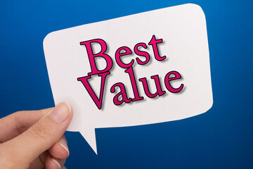 Poster - Speech bubble in front of colored background with Best Value text.