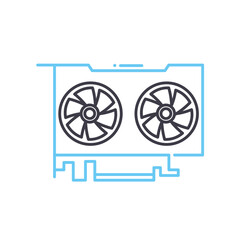 Fototapete - video card adapter line icon, outline symbol, vector illustration, concept sign
