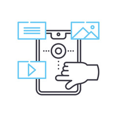 Fototapete - user interaction line icon, outline symbol, vector illustration, concept sign