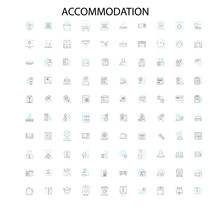 accommodation concept icons, signs, outline symbols, concept linear illustration line collection