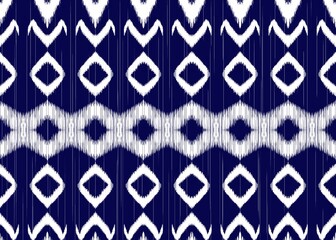 Wall Mural - ikat patterns, textiles, indigenous clothing abstract ethnic white stripes on a blue background