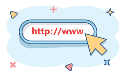 Fototapete - Vector cartoon search bar ui icon in comic style. Search website form illustration pictogram. Find search business splash effect concept.