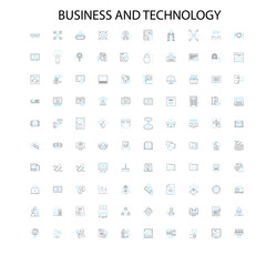 Fototapete - business and technology icons, signs, outline symbols, concept linear illustration line collection