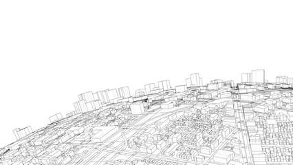 Poster - 3d city sphere. Vector rendering of 3d