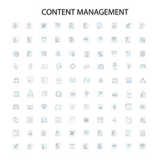 Fototapete - content management icons, signs, outline symbols, concept linear illustration line collection