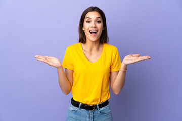 Poster - Young caucasian woman over isolated background with shocked facial expression