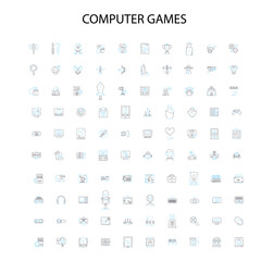 Fototapete - computer games icons, signs, outline symbols, concept linear illustration line collection