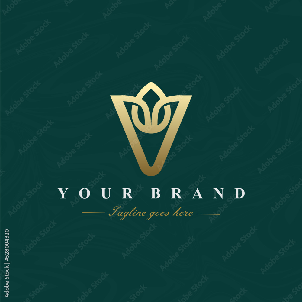 Letter V Lotus Flower Logo Design Stock Vector | Adobe Stock