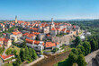 Aerial view of historic town Bystrzyca Klodzka, Lower Silesia, Poland