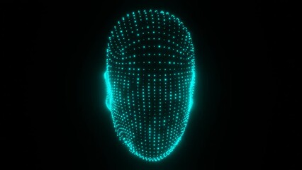 Leinwandbilder - Beautiful Abstract colourful Intelligence face scanner. Facial recognition Background pattern for design.
3d rendering illustration Background pattern for design. Loops video.	