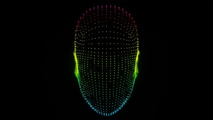 Poster - Beautiful Abstract colourful Intelligence face scanner animation. Facial recognition Background pattern for design.
3d rendering illustration Background pattern for design. Loops video.	