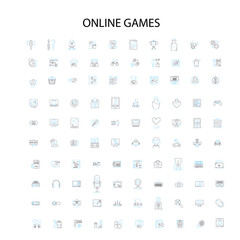 Fototapete - computer games genres icons, signs, outline symbols, concept linear illustration line collection