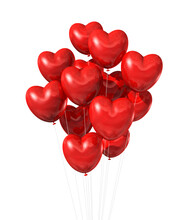 Red Heart Shape Air Balloons On A Transparent Background