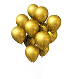 Fototapeta Boho - Gold air balloons on a transparent background