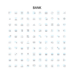 Fototapete - bank concept icons, signs, outline symbols, concept linear illustration line collection