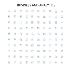 Fototapete - business and analytics concept icons, signs, outline symbols, concept linear illustration line collection