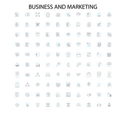 Fototapete - business and marketing icons, signs, outline symbols, concept linear illustration line collection