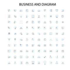 Fototapete - business and diagram icons, signs, outline symbols, concept linear illustration line collection
