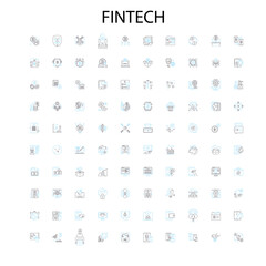 Fototapete - fintech icons, signs, outline symbols, concept linear illustration line collection