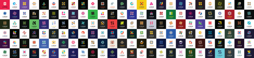 Poster - Abstract logos collection. geometric abstract logos. icon design