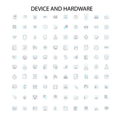 Fototapete - device and hardware icons, signs, outline symbols, concept linear illustration line collection