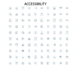 Fototapete - accessibility icons, signs, outline symbols, concept linear illustration line collection