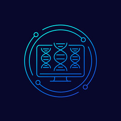 Sticker - bioinformatics icon, analysis of biological data, linear design