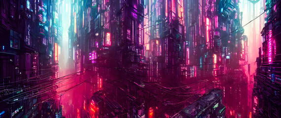 Artistic concept painting of a futuristic city or smart city, background illustration.