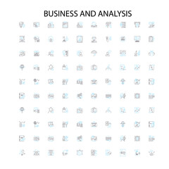 Fototapete - business and analysis icons, signs, outline symbols, concept linear illustration line collection