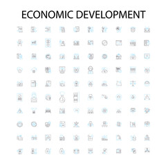 Fototapete - economic development icons, signs, outline symbols, concept linear illustration line collection