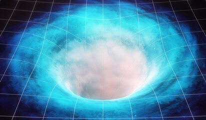 3d illustration tunnel or wormhole, abstract speed tunnel warp in space, wormhole or black hole. sce
