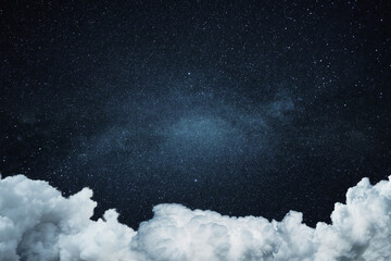 Poster - night starry sky with clouds. space wallpaper, concept. high resolution image