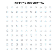 Fototapete - business and strategy icons, signs, outline symbols, concept linear illustration line collection