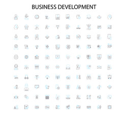 Fototapete - business development icons, signs, outline symbols, concept linear illustration line collection