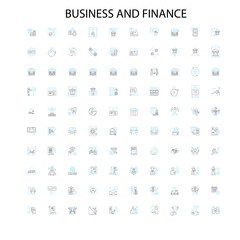 Fototapete - business and finance icons, signs, outline symbols, concept linear illustration line collection
