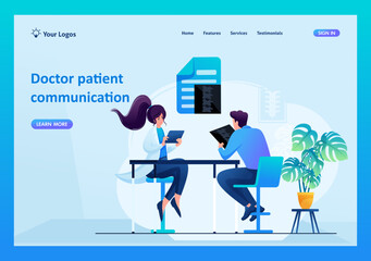 The neurologist advises the patient. Concept for landing page