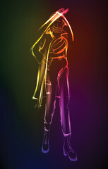 Wall Mural - Hand-drawn fashion model from a neon. A light girls. Fashion girls. Stylish fashion model. Fashion woman