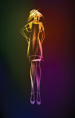 Wall Mural - Hand-drawn fashion model from a neon. A light girls. Fashion girls. Stylish fashion model. Fashion woman