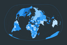 World Map. Jacques Bertin's 1953 Projection. Futuristic World Illustration For Your Infographic. Nice Blue Colors Palette. Charming Vector Illustration.