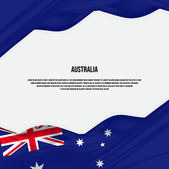 Australia flag design. Waving Australian flag made of satin or silk fabric. Vector Illustration.