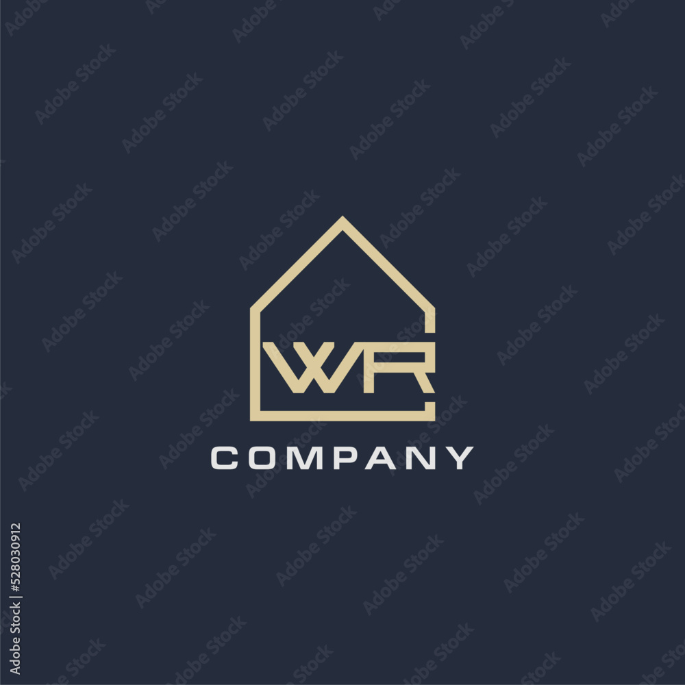 Initial letter WR real estate logo with simple roof style design ideas ...