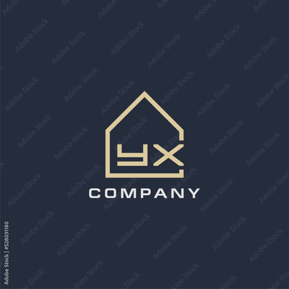 Initial letter YX real estate logo with simple roof style design ideas ...