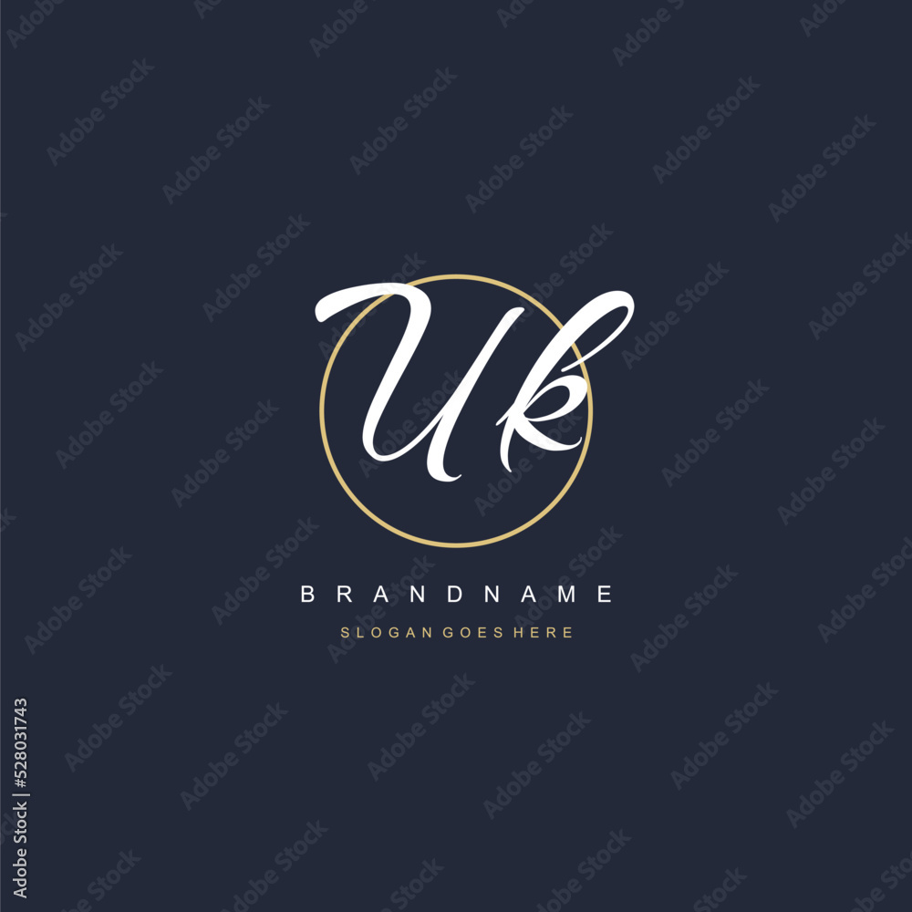 Initial letter UK logo monogram feminine style with circle line design ...