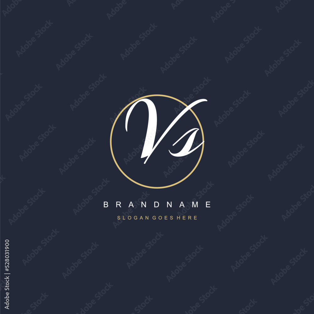 Initial letter VS logo monogram feminine style with circle line design ...