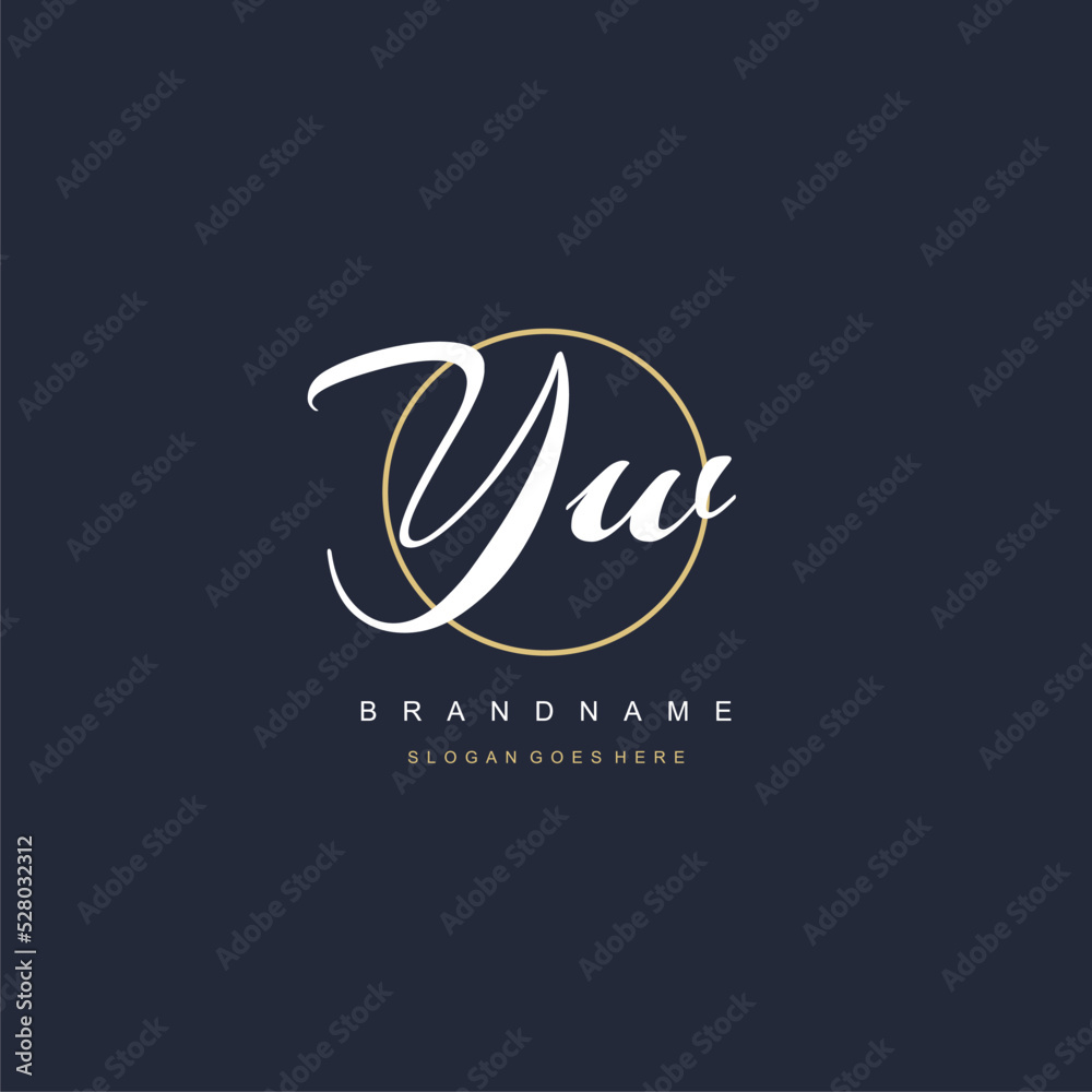Initial letter YW logo monogram feminine style with circle line design ...