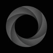 Circle with transition line elements from white to black. Abstract geometric art line background. Mobius strip effect.