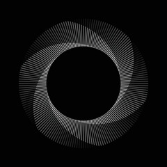Wall Mural - Circle with transition line elements from white to black. Abstract geometric art line background. Mobius strip effect.