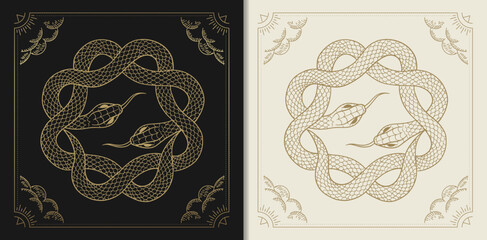 two snakes are wrapped around each other to form a circle or star